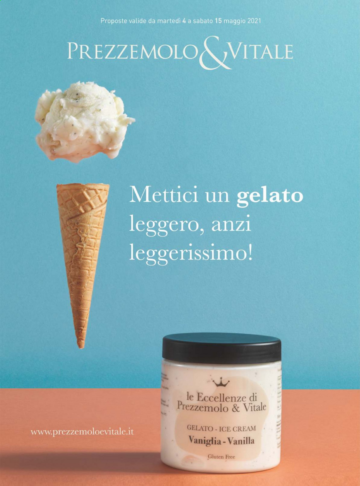 thumbnail - Volantino Prezzemolo & Vitale - 4/5/2021 - 15/5/2021 - Prodotti in offerta - gelato. Pagina 1.