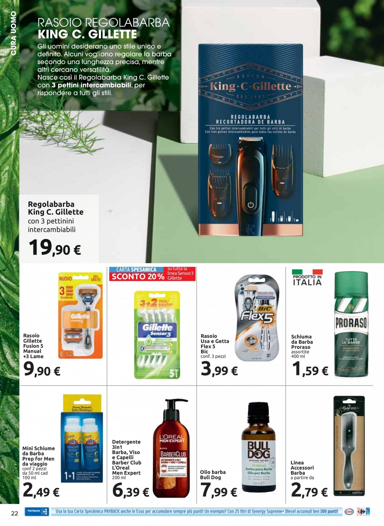 Volantino Carrefour - 5/5/2021 - 23/5/2021 - Prodotti in offerta - L’Oréal, olio, detergente, BIC, rasoio, schiuma da barba, Gillette, regolabarba. Pagina 22.