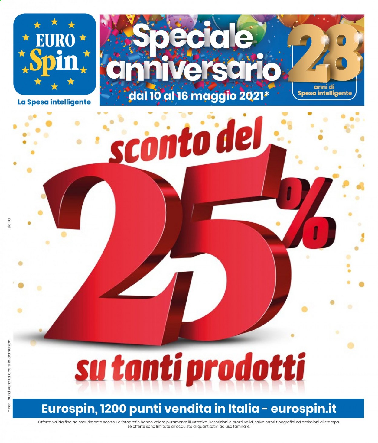 Volantino EuroSpin - 10/5/2021 - 16/5/2021. Pagina 1