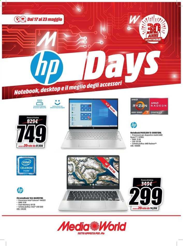 Volantino MediaWorld - 17/5/2021 - 23/5/2021. Pagina 1