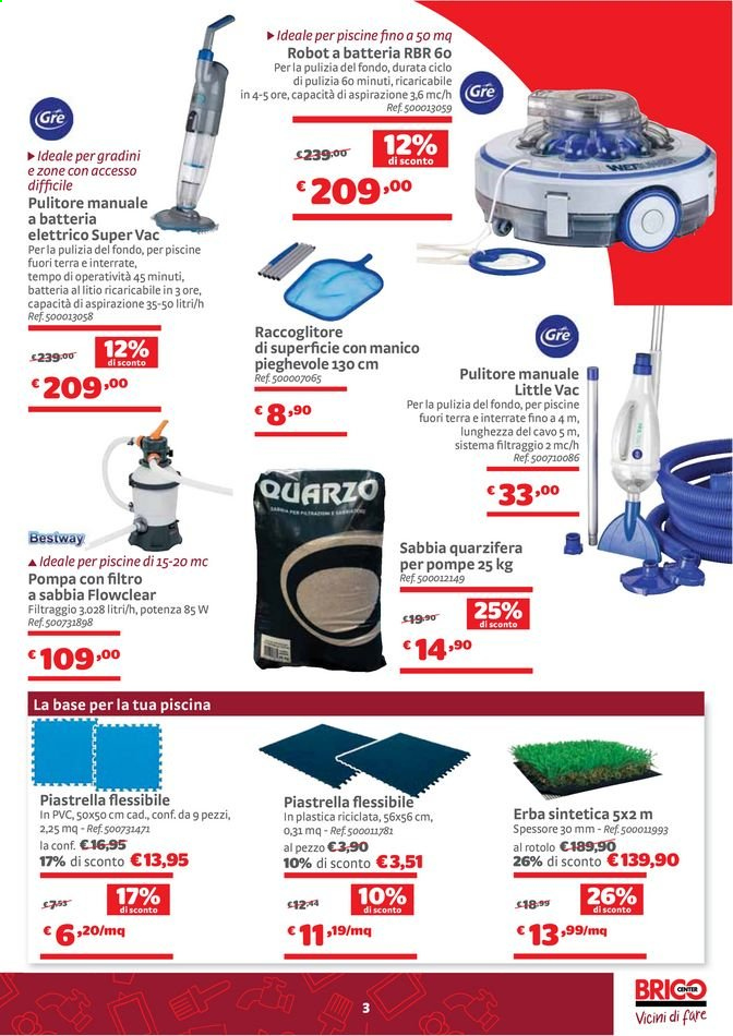 thumbnail - Volantino Bricocenter - 27/5/2021 - 20/6/2021 - Prodotti in offerta - pulitore, robot, piastrelle, piscina, pompa. Pagina 3.