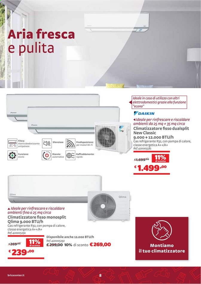 thumbnail - Volantino Bricocenter - 27/5/2021 - 20/6/2021 - Prodotti in offerta - climatizzatore. Pagina 8.