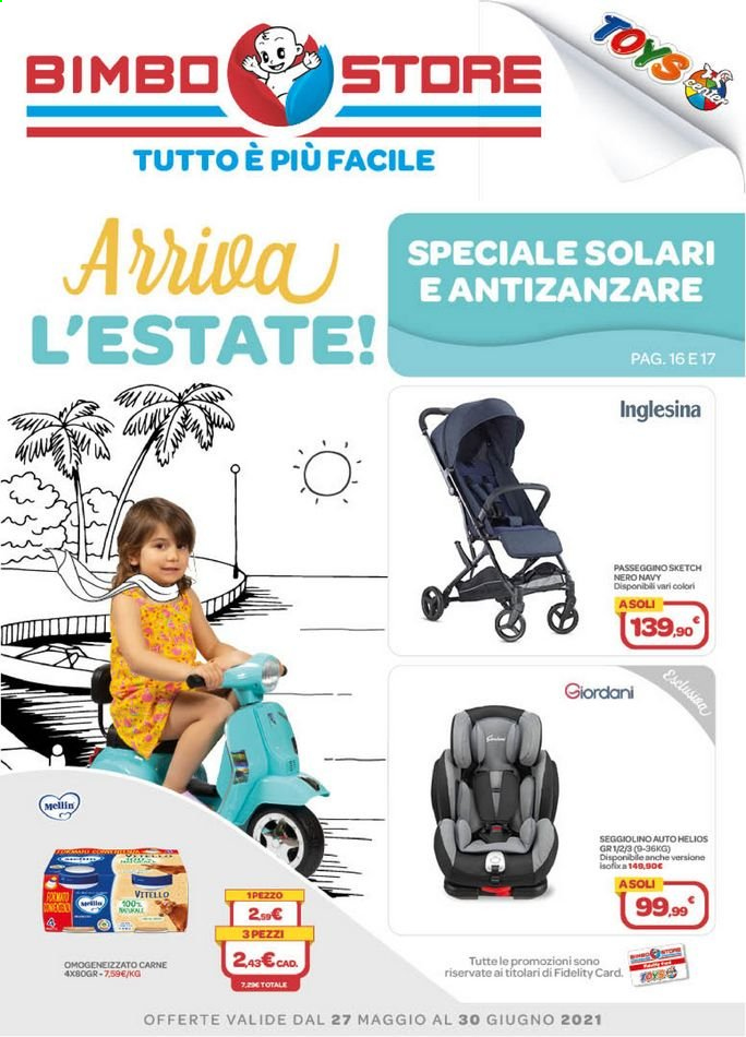 thumbnail - Volantino Bimbo Store - 27/5/2021 - 30/6/2021 - Prodotti in offerta - Mellin, omogeneizzati, passeggino, Inglesina, seggiolino per auto. Pagina 1.