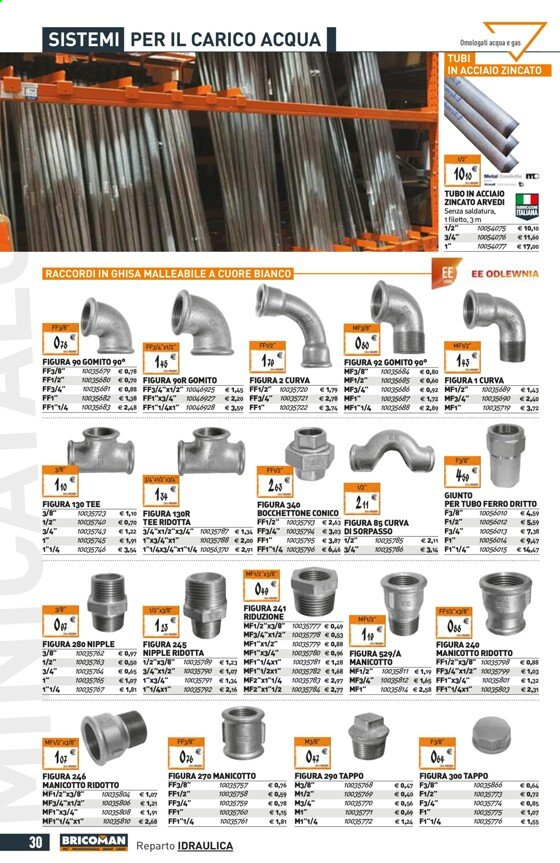 Volantino Bricoman - 27/5/2021 - 23/6/2021 - Prodotti in offerta - tubo in acciaio zincato. Pagina 30.