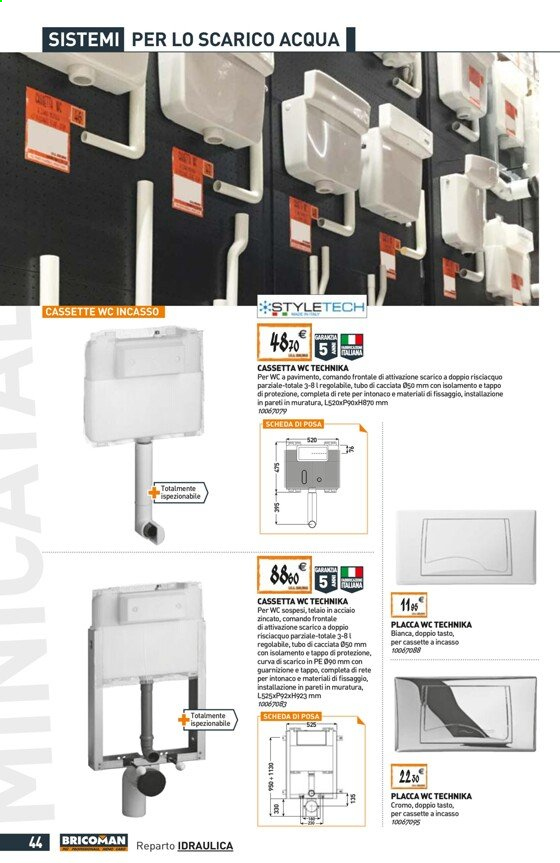 thumbnail - Volantino Tecnomat by Bricoman - 27/5/2021 - 23/6/2021 - Prodotti in offerta - cassetta WC, placca WC, guarnizione, pavimento. Pagina 44.