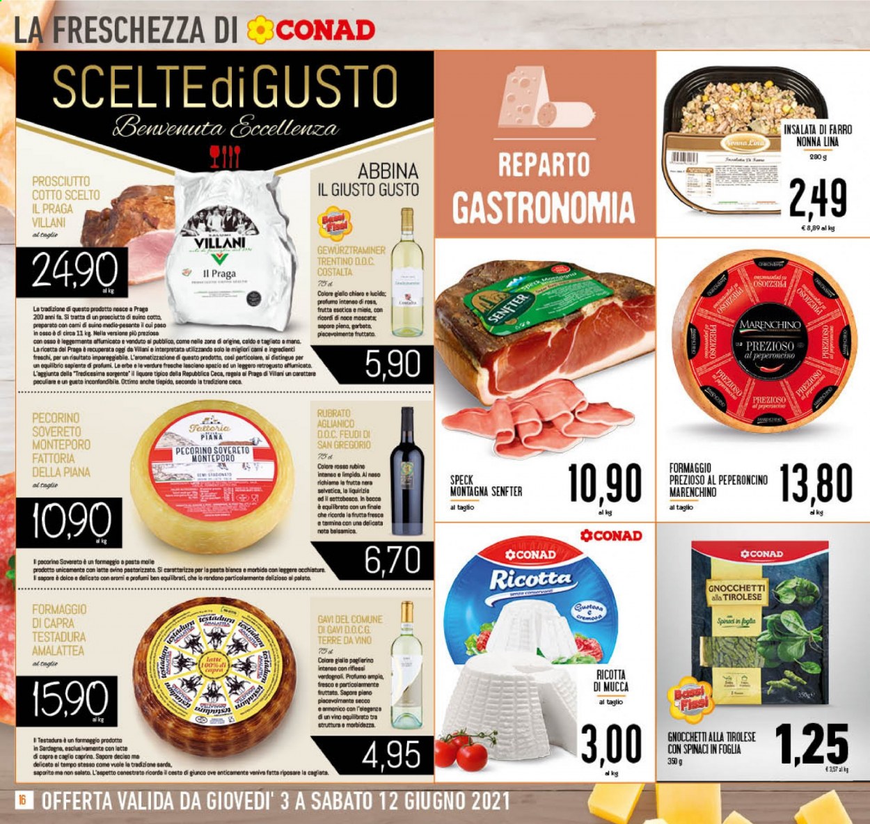 thumbnail - Volantino Conad - 3/6/2021 - 12/6/2021 - Prodotti in offerta - suino, speck, prosciutto cotto, formaggio di capra, Amalattea, liquirizia, profumo. Pagina 16.