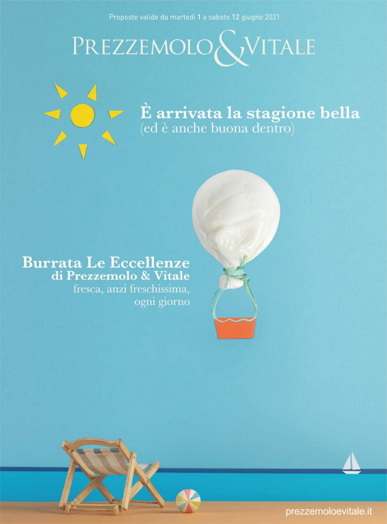 thumbnail - Volantino Prezzemolo & Vitale - 1/6/2021 - 12/6/2021 - Prodotti in offerta - formaggio, burrata. Pagina 1.