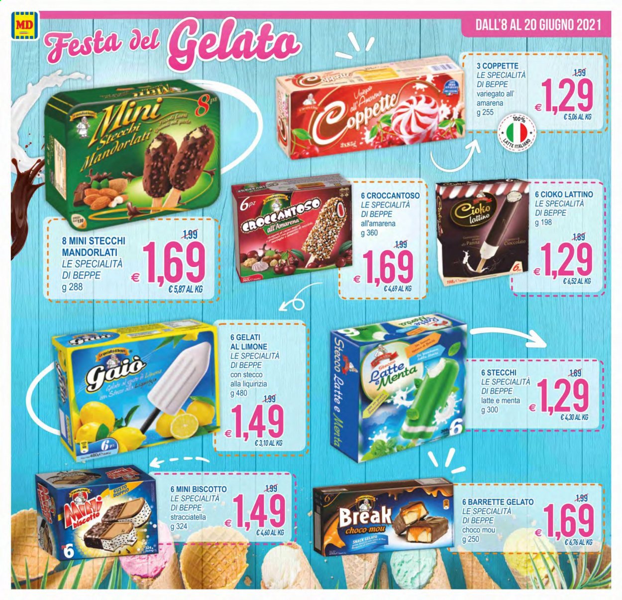 thumbnail - Volantino MD Discount - 8/6/2021 - 20/6/2021 - Prodotti in offerta - gelato, barretta gelato, gelato su stecco, biscotti, barretta. Pagina 2.
