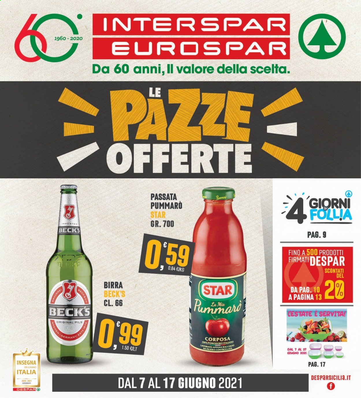 Volantino Eurospar - 7/6/2021 - 17/6/2021. Pagina 1