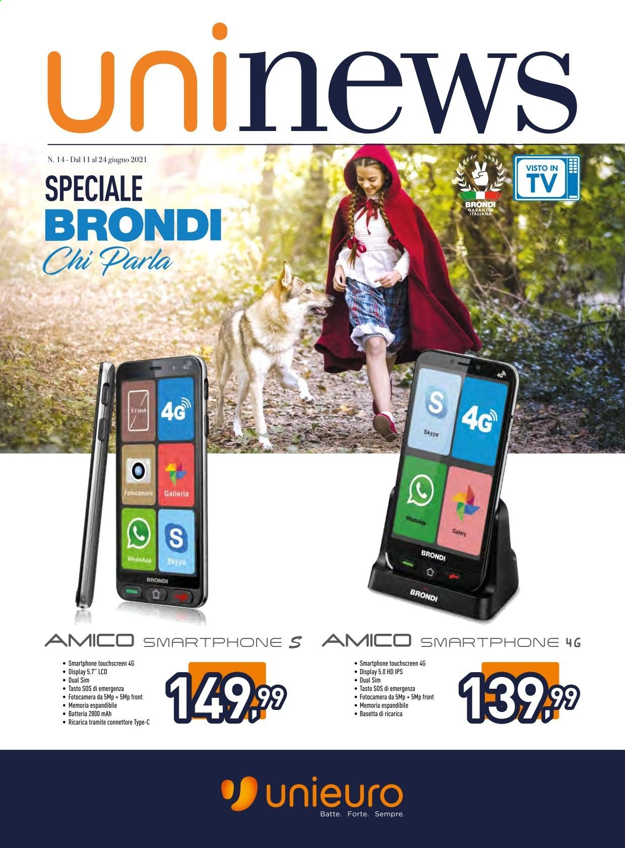 thumbnail - Volantino Unieuro - 11/6/2021 - 24/6/2021 - Prodotti in offerta - smartphone. Pagina 1.