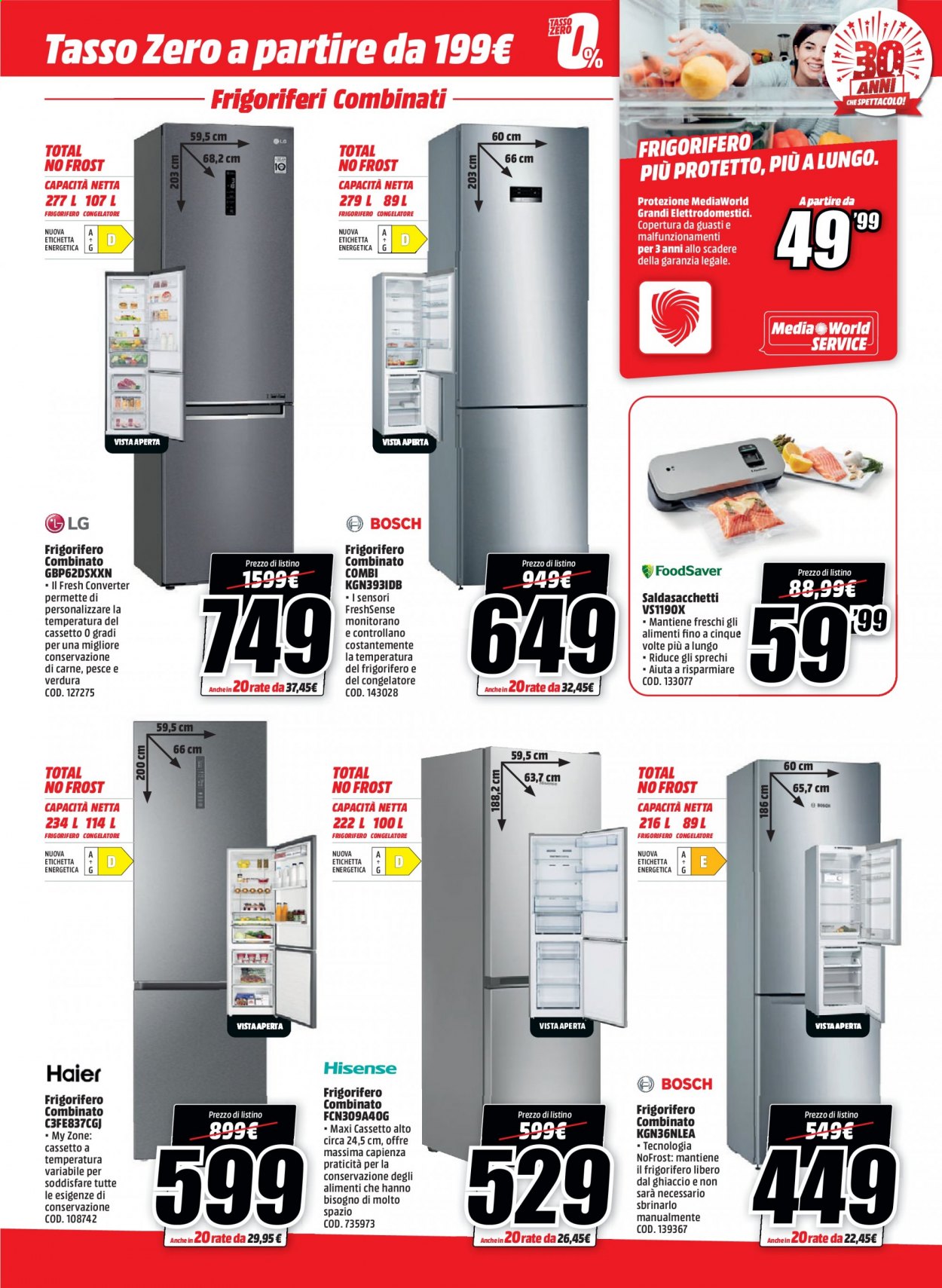 thumbnail - Volantino MediaWorld - 14/6/2021 - 30/6/2021 - Prodotti in offerta - frigorifero, frigorifero combinato, congelatore. Pagina 3.