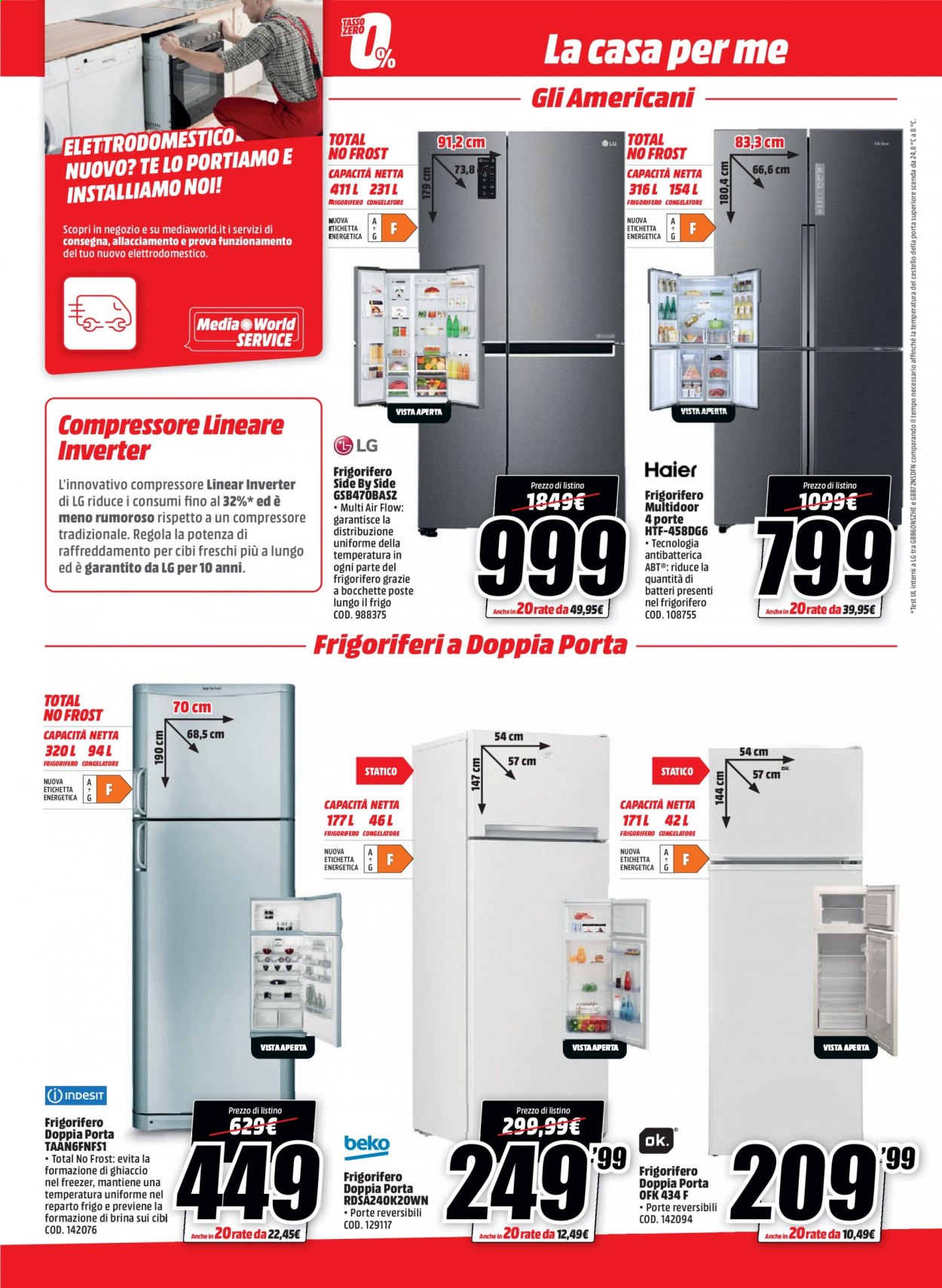 thumbnail - Volantino MediaWorld - 14/6/2021 - 30/6/2021 - Prodotti in offerta - LG, frigorifero, frigorifero due porte, congelatore. Pagina 4.