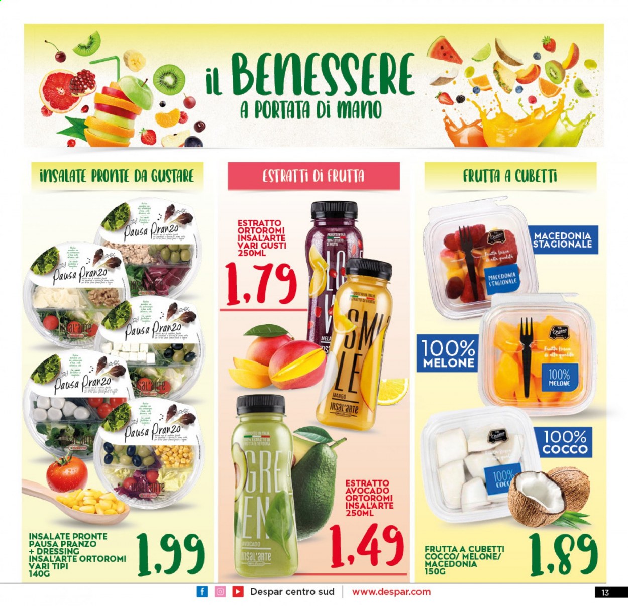 thumbnail - Volantino Interspar - 14/6/2021 - 23/6/2021 - Prodotti in offerta - cocco, mango, melone, avocado. Pagina 13.