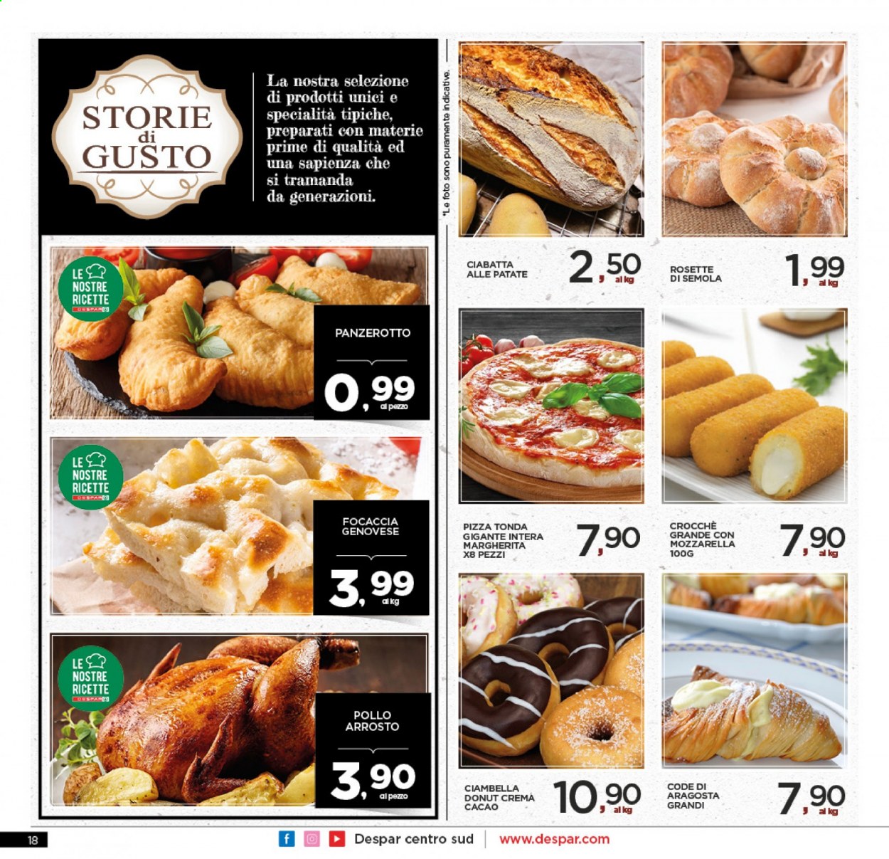 thumbnail - Volantino Interspar - 14/6/2021 - 23/6/2021 - Prodotti in offerta - ciabatta, focaccia, ciambella, pollo arrosto, pizza, crema cacao. Pagina 18.