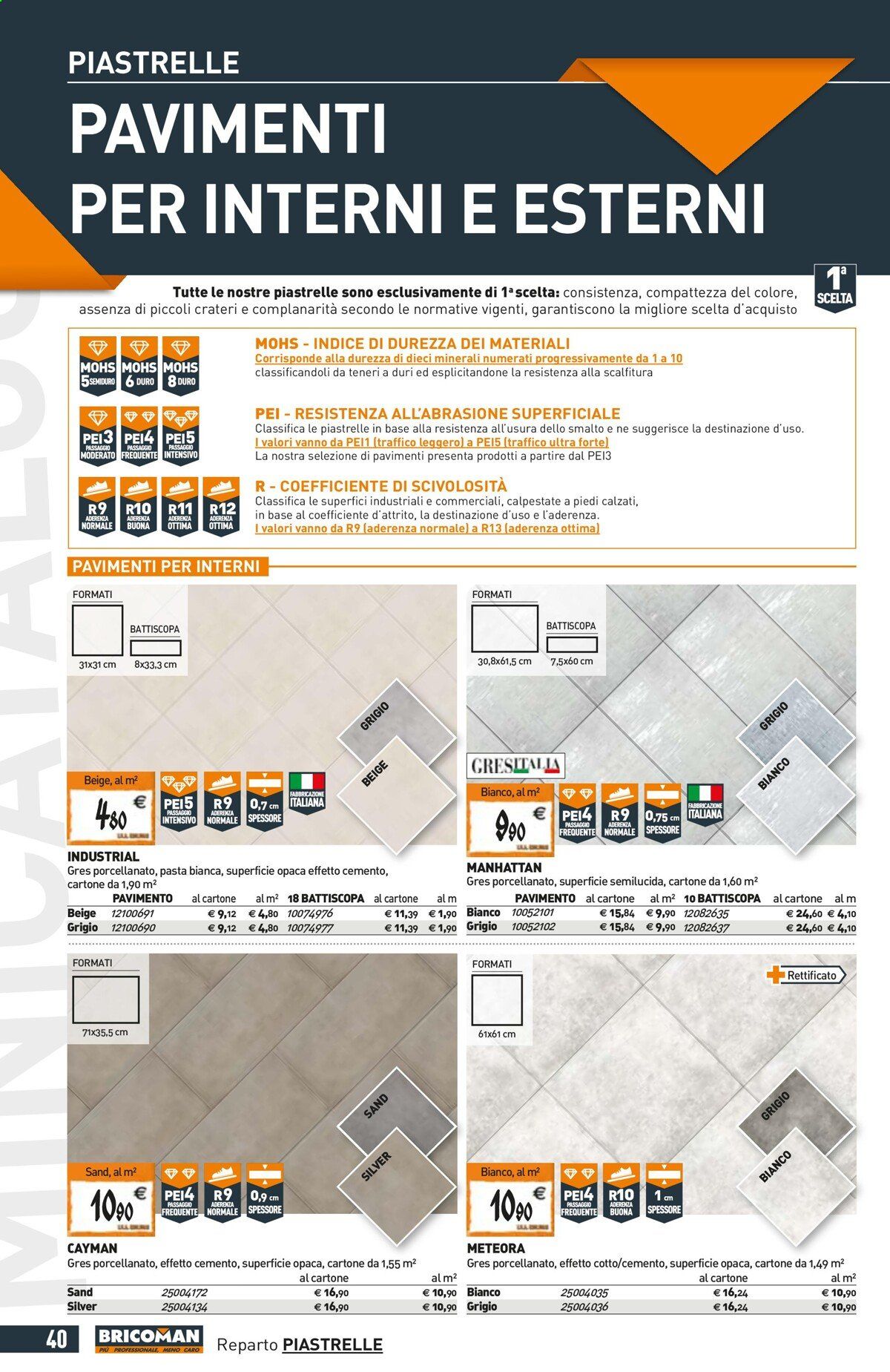 Volantino Bricoman - 24/6/2021 - 28/7/2021 - Prodotti in offerta - pavimenti, cemento, smalto. Pagina 40.