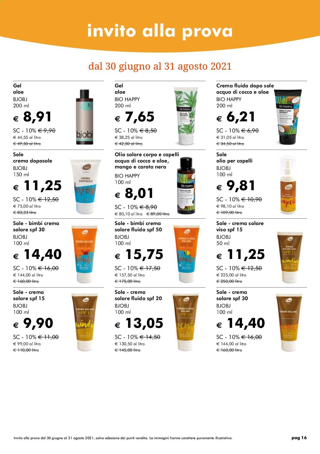 thumbnail - Volantino Natura Sì - Prodotti in offerta - olio, acqua di cocco, crema solare, olio per capelli. Pagina 16.