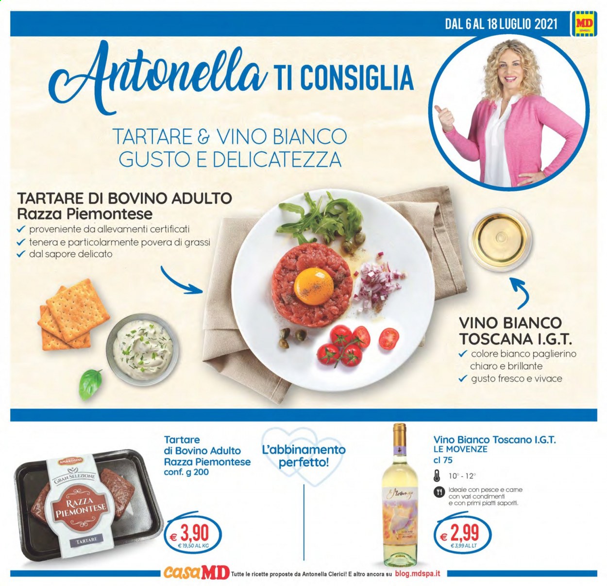 thumbnail - Volantino MD Discount - 6/7/2021 - 18/7/2021 - Prodotti in offerta - manzo, tartare di manzo, vino bianco, vino. Pagina 9.