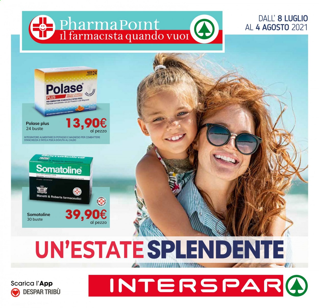 thumbnail - Volantino Interspar - 8/7/2021 - 4/8/2021 - Prodotti in offerta - Magnesio, Polase. Pagina 1.