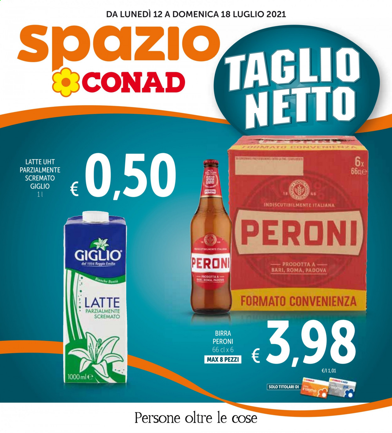 thumbnail - Volantino Conad - 12/7/2021 - 18/7/2021 - Prodotti in offerta - Peroni, birra, latte. Pagina 1.