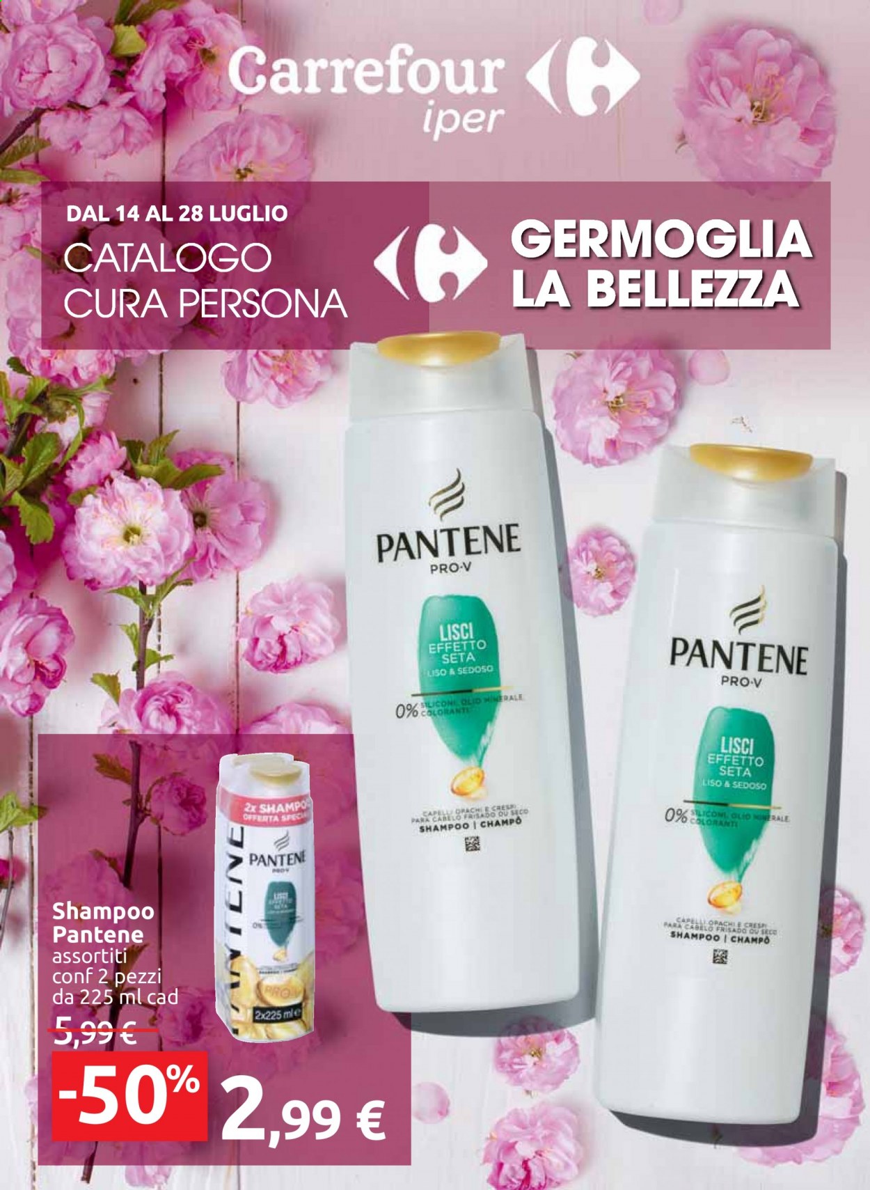 thumbnail - Volantino Carrefour - 14/7/2021 - 28/7/2021 - Prodotti in offerta - shampoo, Pantene. Pagina 1.