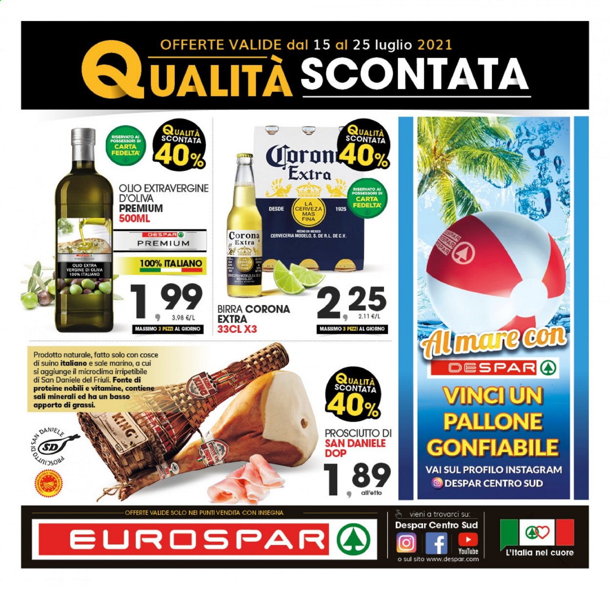 Volantino Eurospar - 15/7/2021 - 25/7/2021. Pagina 1