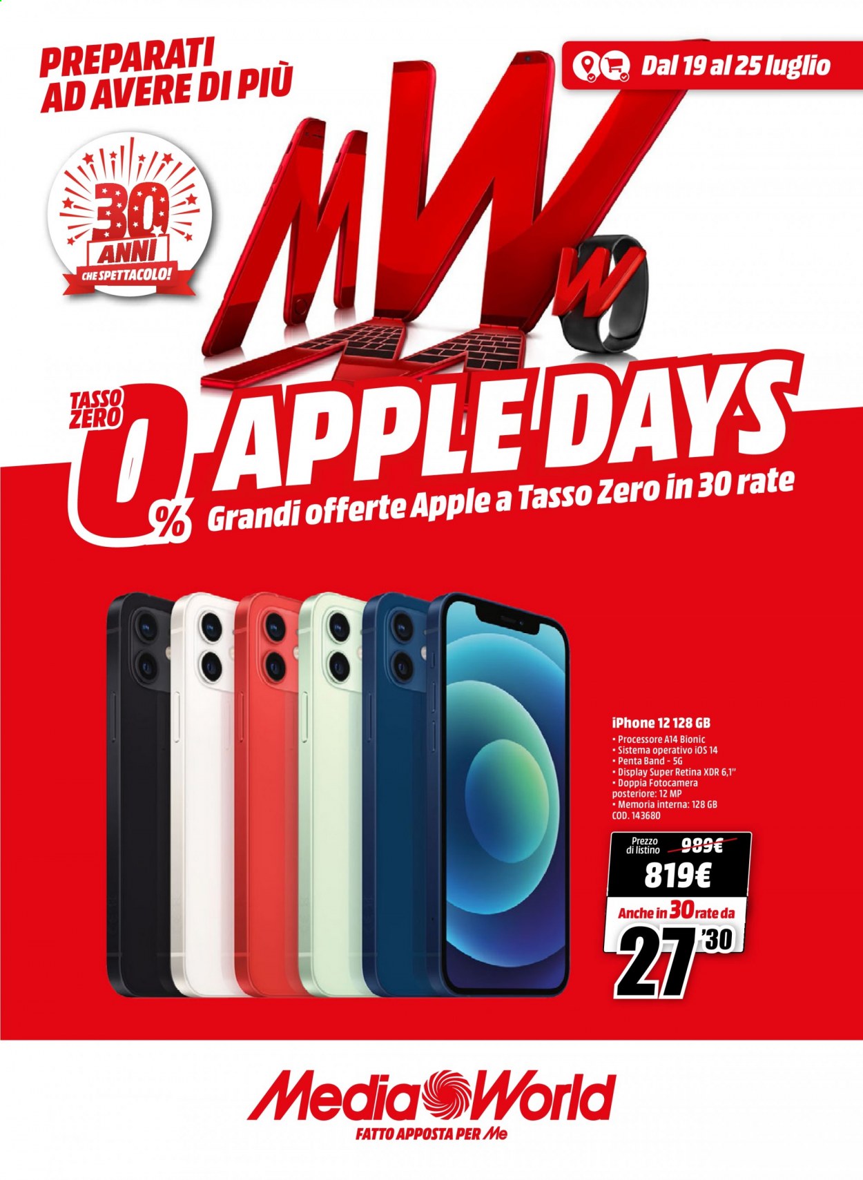 Volantino MediaWorld - 19/7/2021 - 25/7/2021. Pagina 1