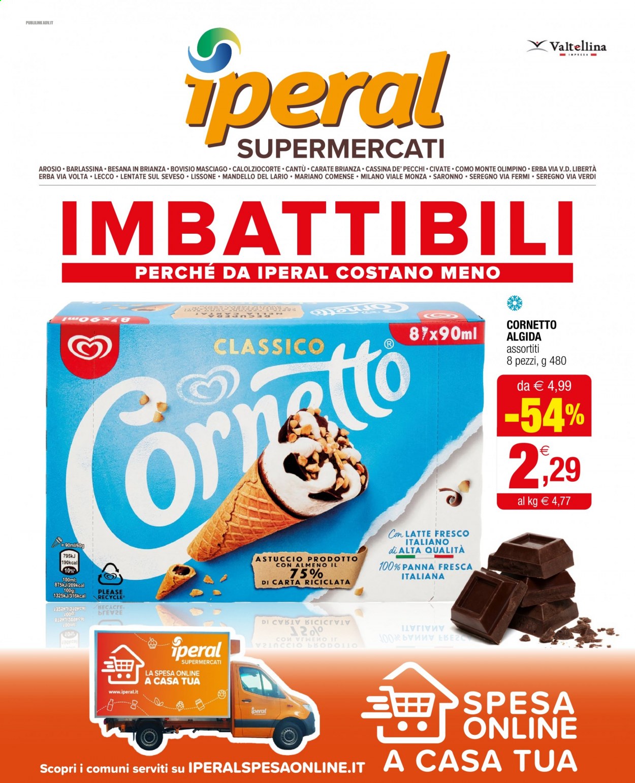 thumbnail - Volantino Iperal - 21/7/2021 - 3/8/2021 - Prodotti in offerta - Cornetto, gelato, Algida. Pagina 1.