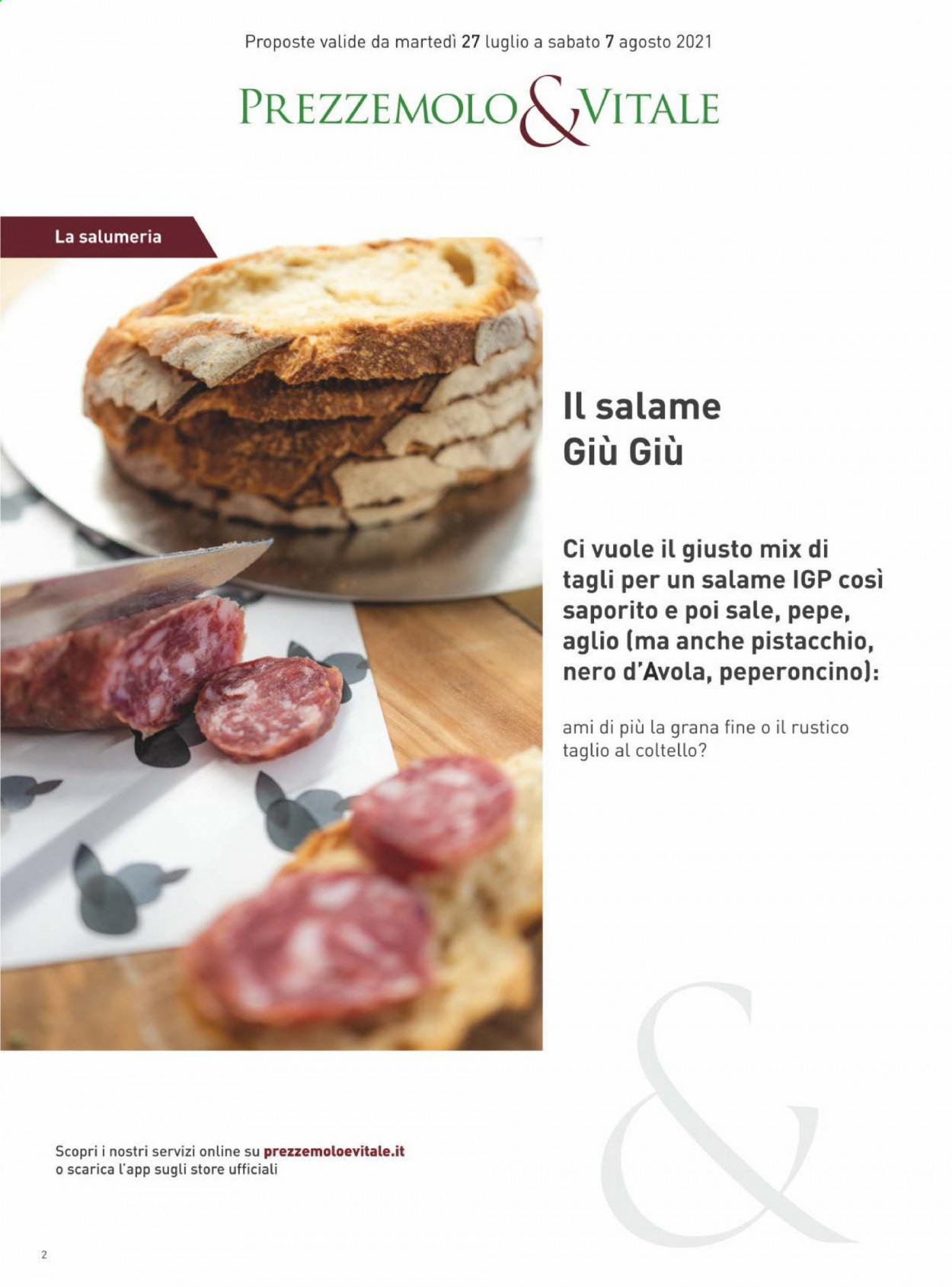 thumbnail - Volantino Prezzemolo & Vitale - 27/7/2021 - 7/8/2021 - Prodotti in offerta - aglio, salame, peperoncino, vino rosso, Nero d'Avola, vino. Pagina 2.