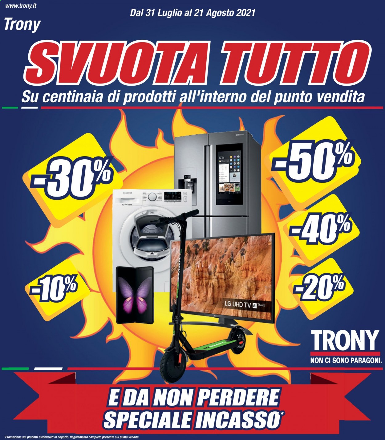Volantino Trony - 31/7/2021 - 21/8/2021. Pagina 1