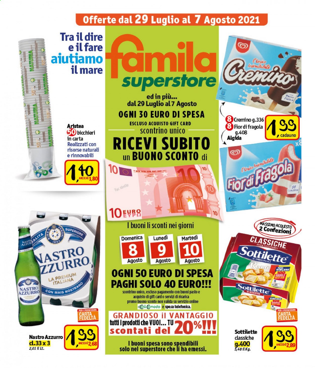 Volantino Famila - 29/7/2021 - 7/8/2021. Pagina 1