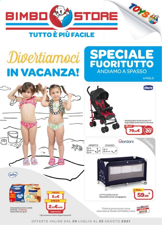 thumbnail - Volantino Bimbo Store - 29/7/2021 - 25/8/2021 - Prodotti in offerta - Chicco, Mellin, omogeneizzati, letto, passeggino. Pagina 1.
