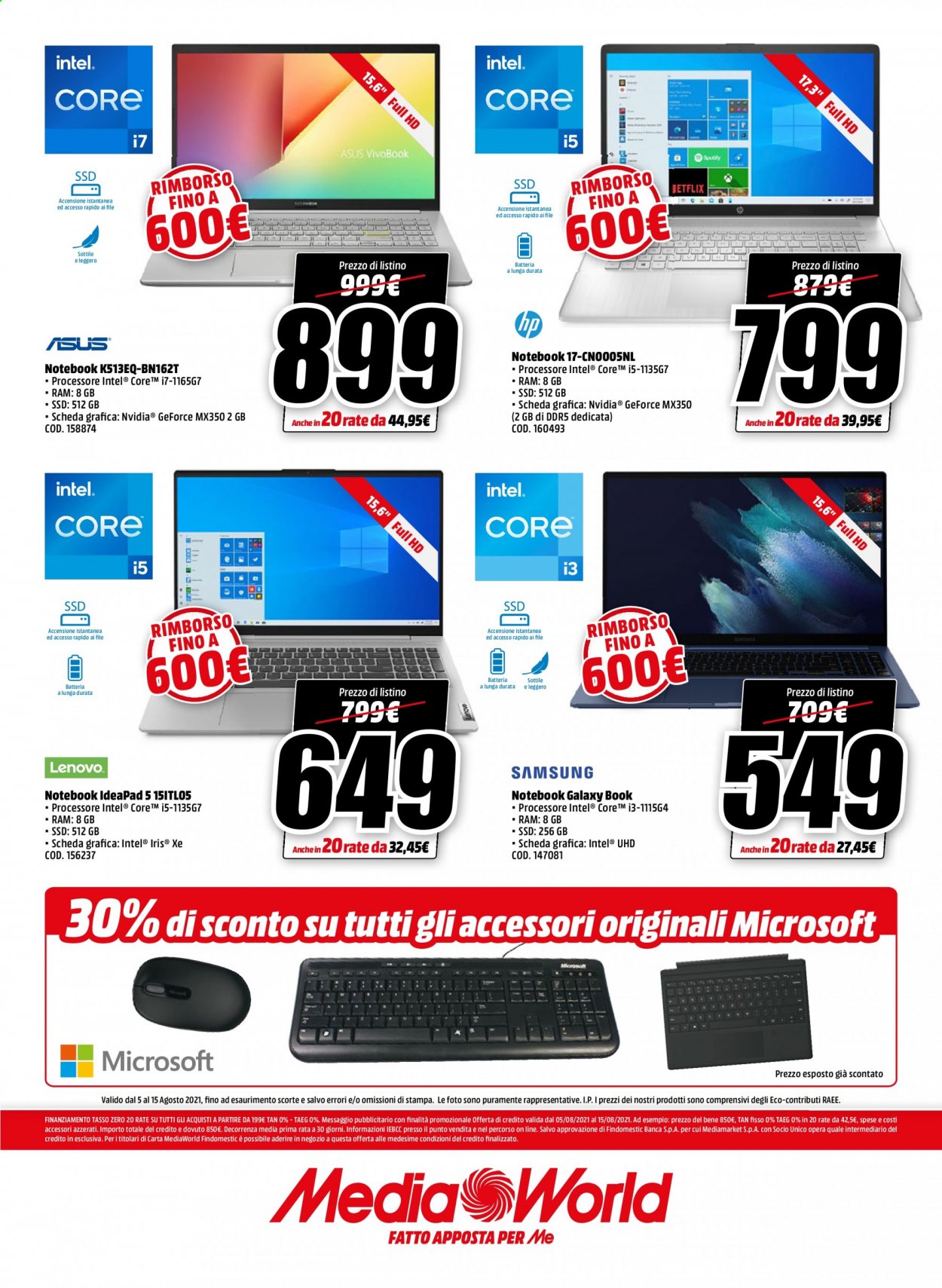 Volantino MediaWorld - 5/8/2021 - 15/8/2021. Pagina 4