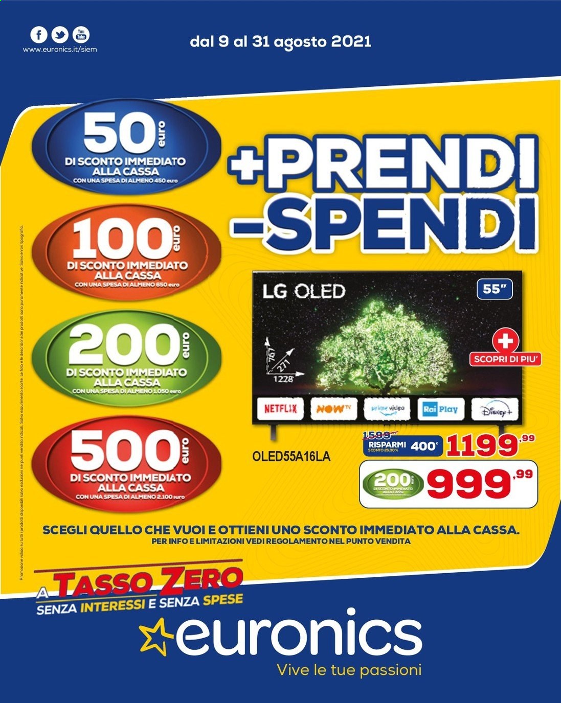 Volantino Euronics - 9/8/2021 - 31/8/2021. Pagina 1