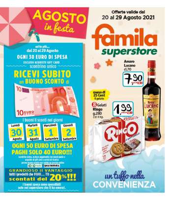 Volantino Famila - 20.8.2021 - 29.8.2021.