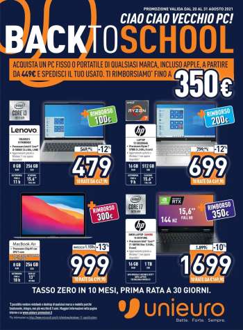 Volantino Unieuro - 20.8.2021 - 31.8.2021.