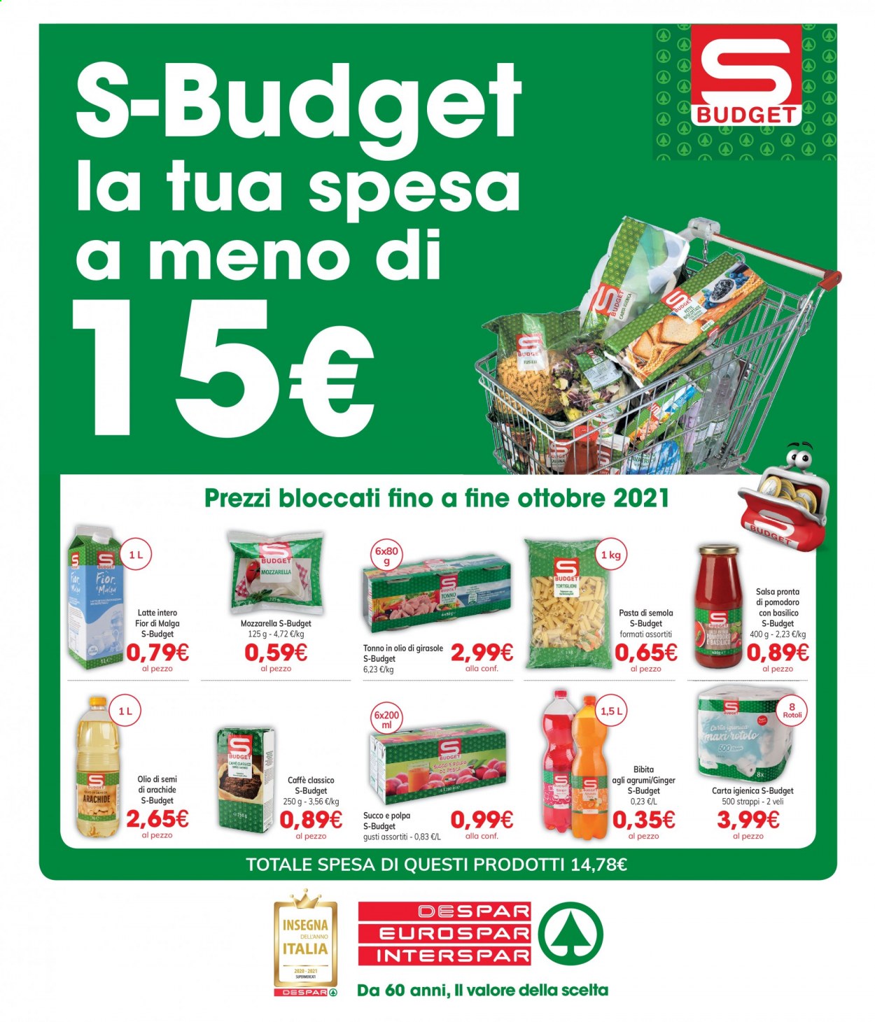 Volantino Eurospar - 19/8/2021 - 31/10/2021. Pagina 1