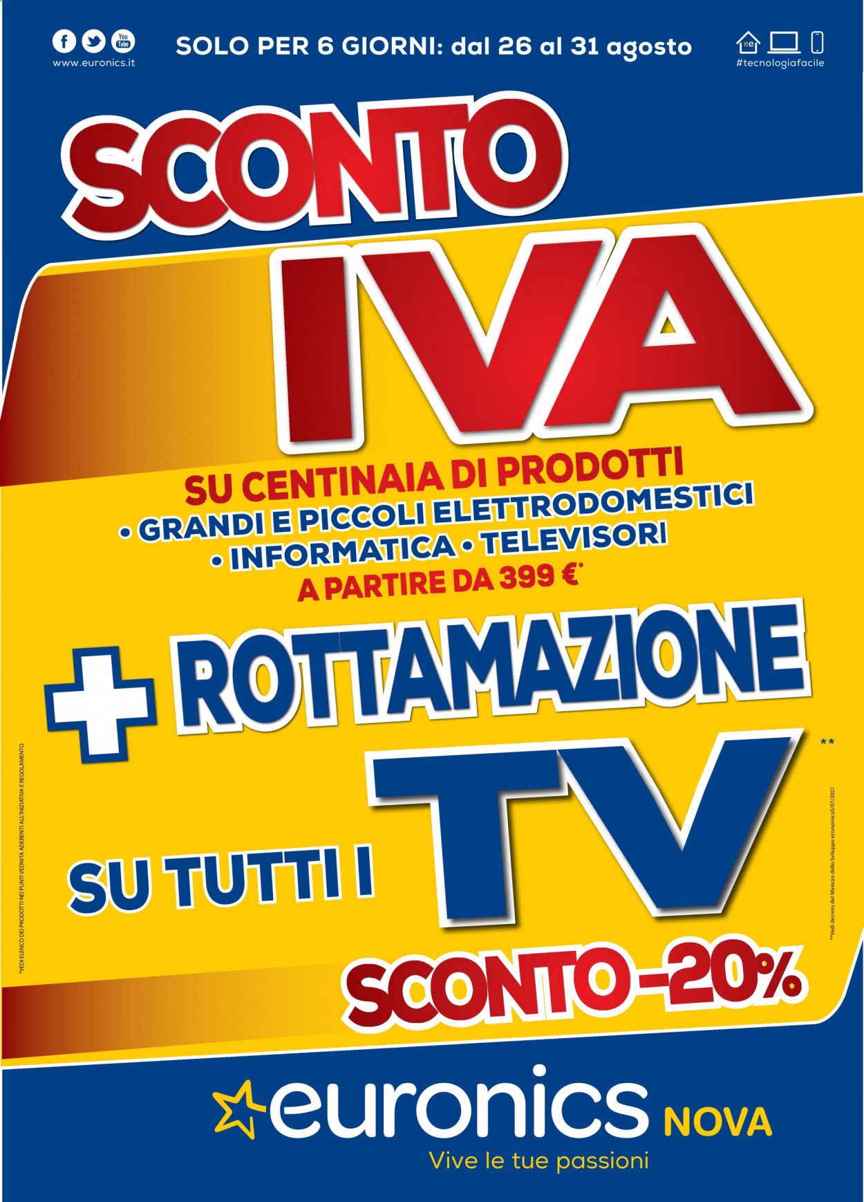Volantino Euronics - 26/8/2021 - 31/8/2021. Pagina 1
