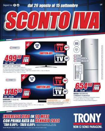 Volantino Trony - 26.8.2021 - 15.9.2021.
