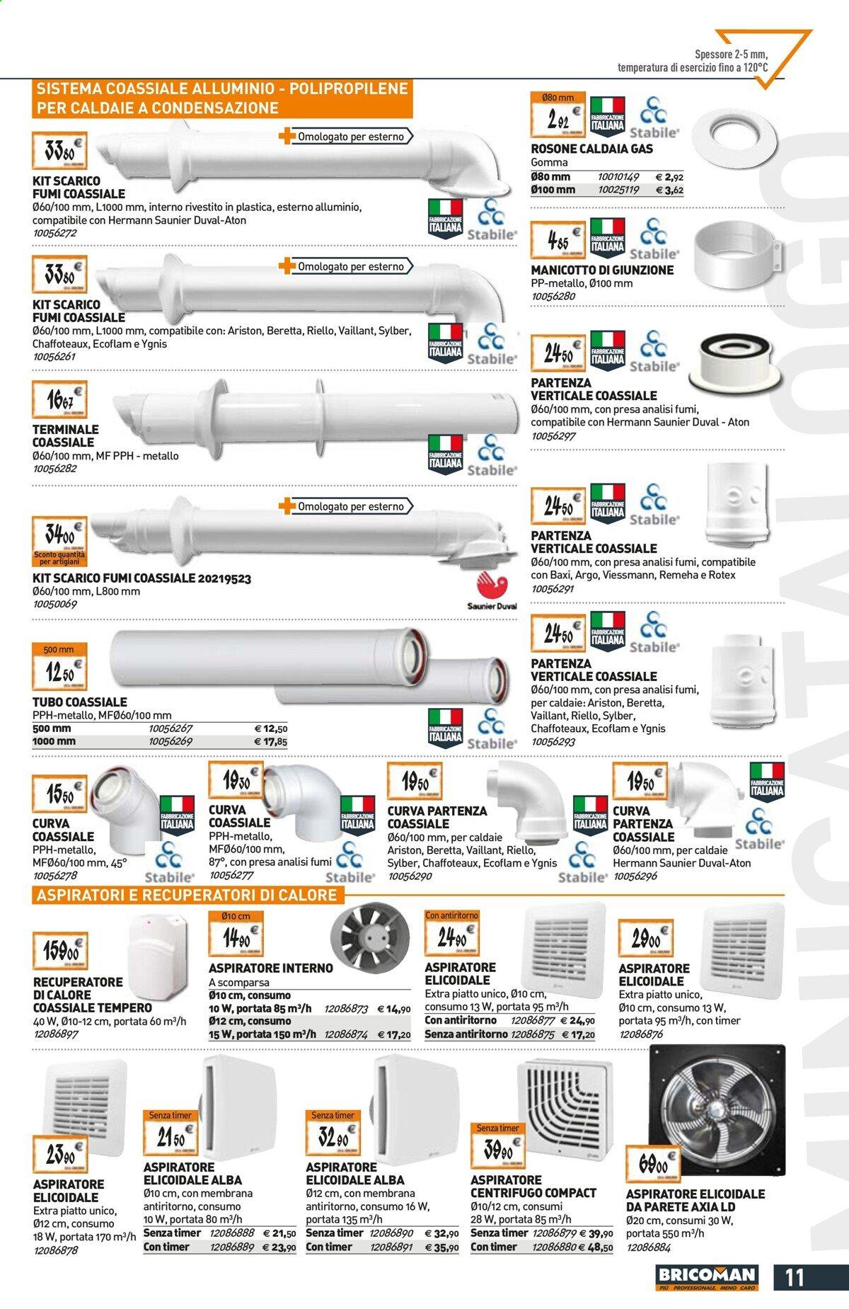 Volantino Bricoman - 26/8/2021 - 29/9/2021 - Prodotti in offerta - tubo, aspiratore. Pagina 11.