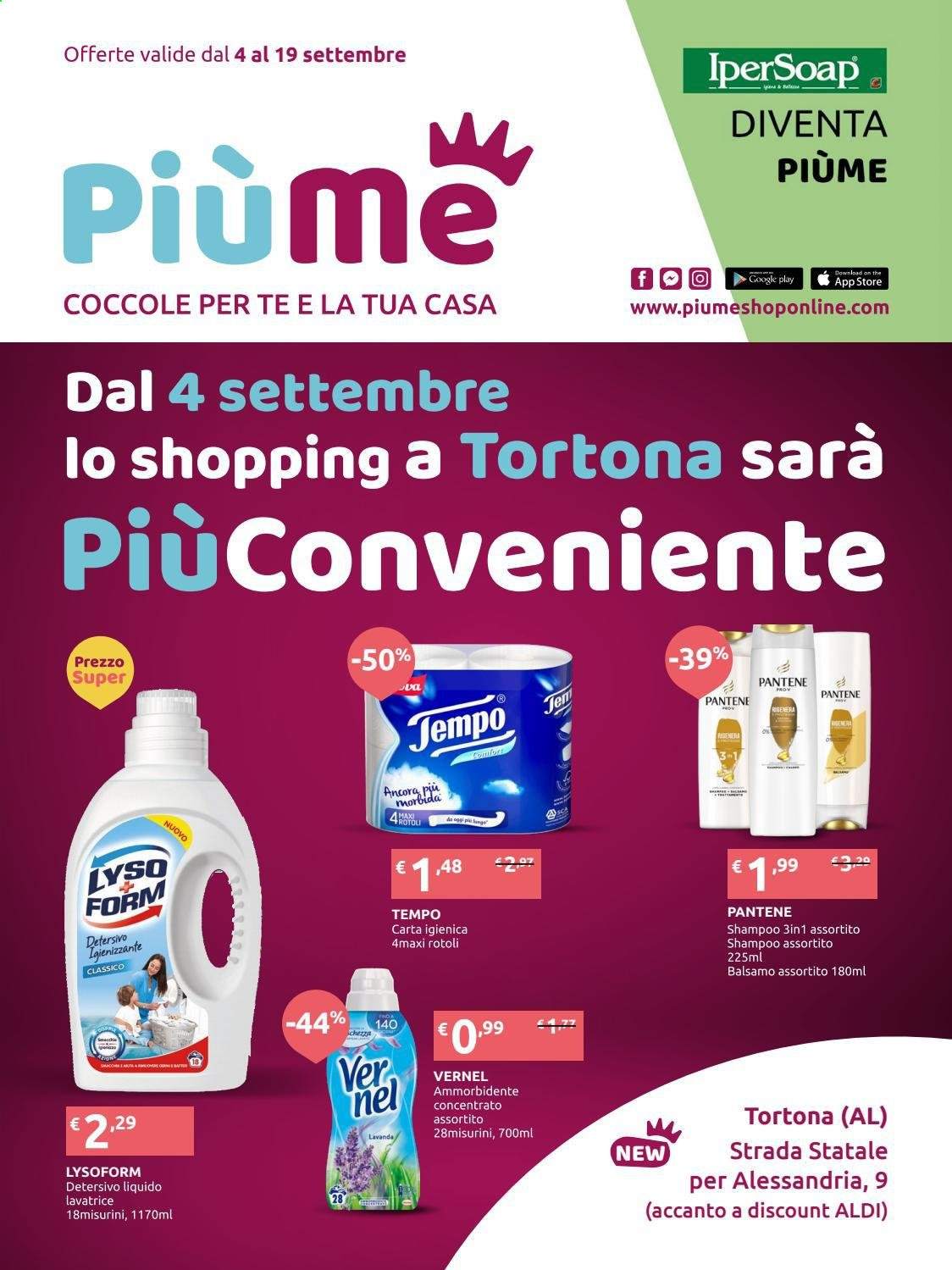 thumbnail - Volantino IperSoap - 4/9/2021 - 19/9/2021 - Prodotti in offerta - carta igienica, Lysoform, ammorbidente, detersivo liquido per lavatrice, Vernel, shampoo, Pantene. Pagina 1.