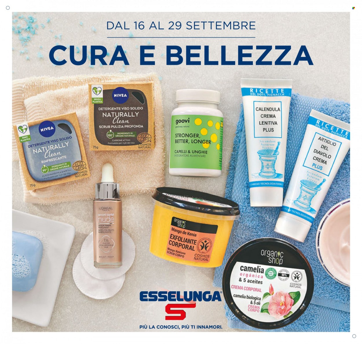 thumbnail - Volantino Esselunga - 16/9/2021 - 29/9/2021 - Prodotti in offerta - Nivea, mango, crema corpo, detergente. Pagina 1.