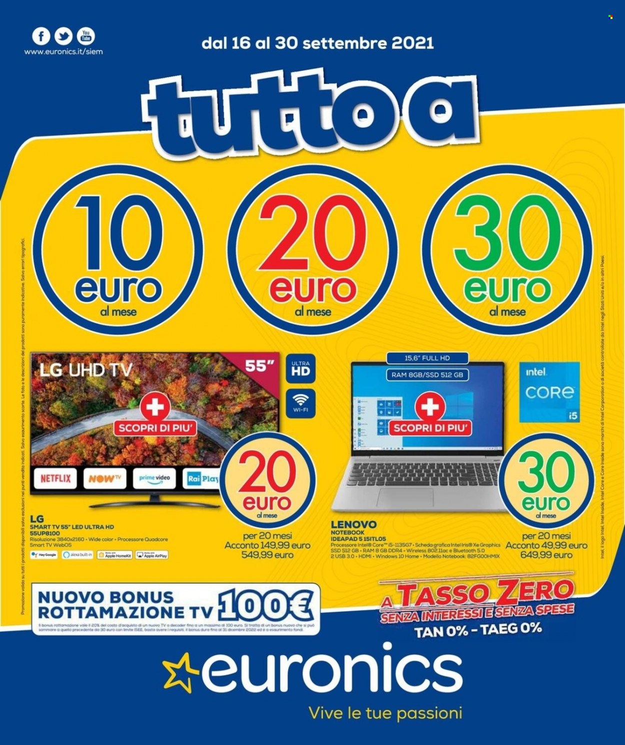 Volantino Euronics - 16/9/2021 - 30/9/2021. Pagina 1