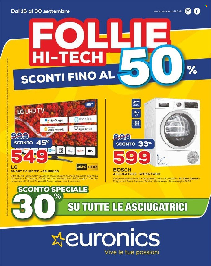 Volantino Euronics - 16/9/2021 - 30/9/2021. Pagina 1
