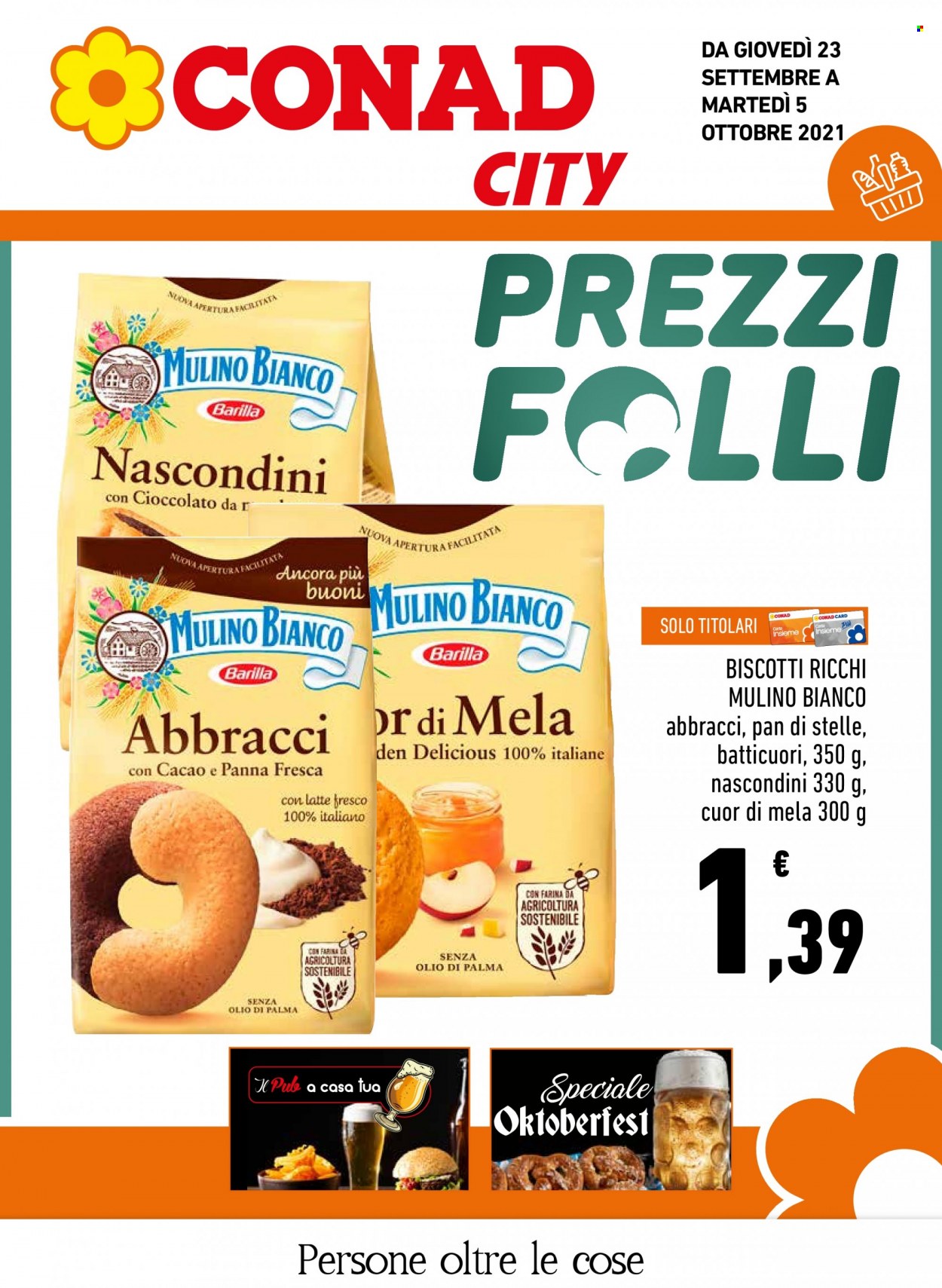 thumbnail - Volantino Conad - 23/9/2021 - 5/10/2021 - Prodotti in offerta - Mulino Bianco, Pan di Stelle, biscotti, Barilla. Pagina 1.