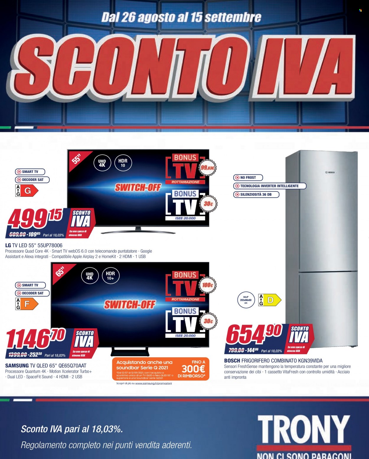 Volantino Trony - 26/9/2021 - 15/10/2021. Pagina 1