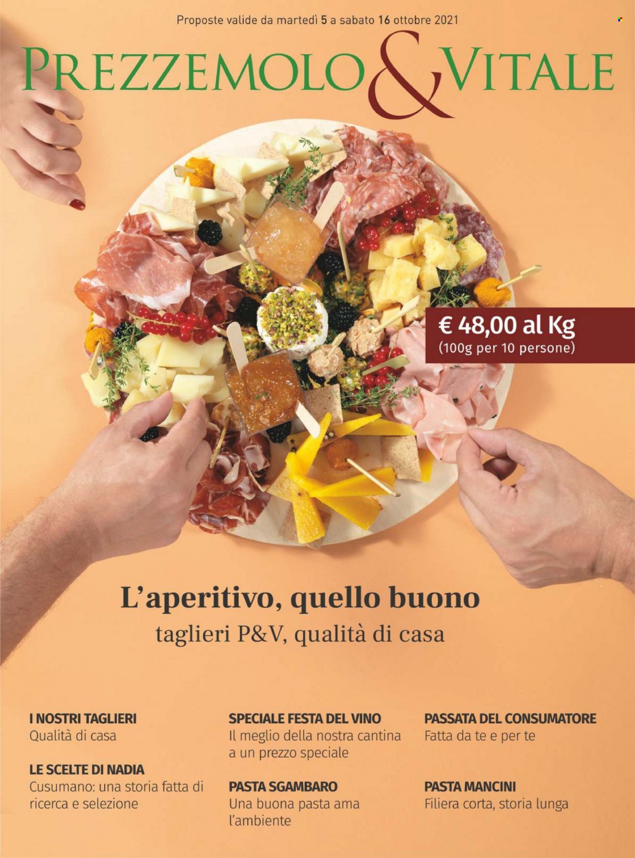 thumbnail - Volantino Prezzemolo & Vitale - 5/10/2021 - 16/10/2021 - Prodotti in offerta - passata di pomodoro, pasta, aperitivo. Pagina 1.