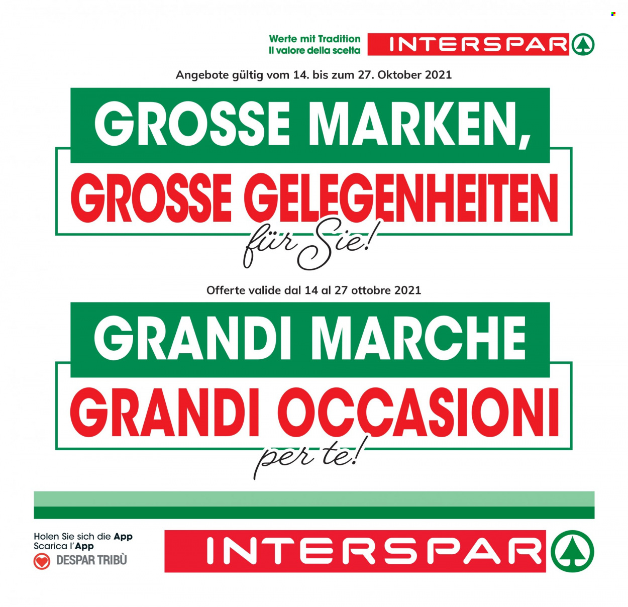 Volantino Interspar - 14/10/2021 - 27/10/2021. Pagina 1