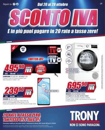 Volantino Trony - 20.10.2021 - 29.10.2021.