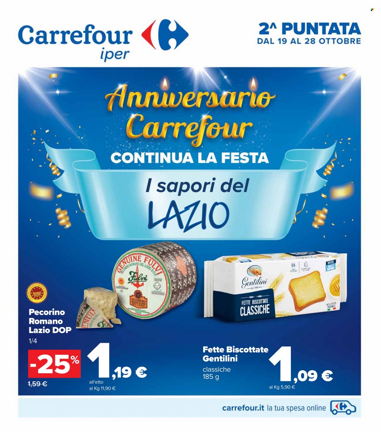 thumbnail - Volantino Carrefour - 19/10/2021 - 28/10/2021 - Prodotti in offerta - fette biscottate, pecorino. Pagina 1.