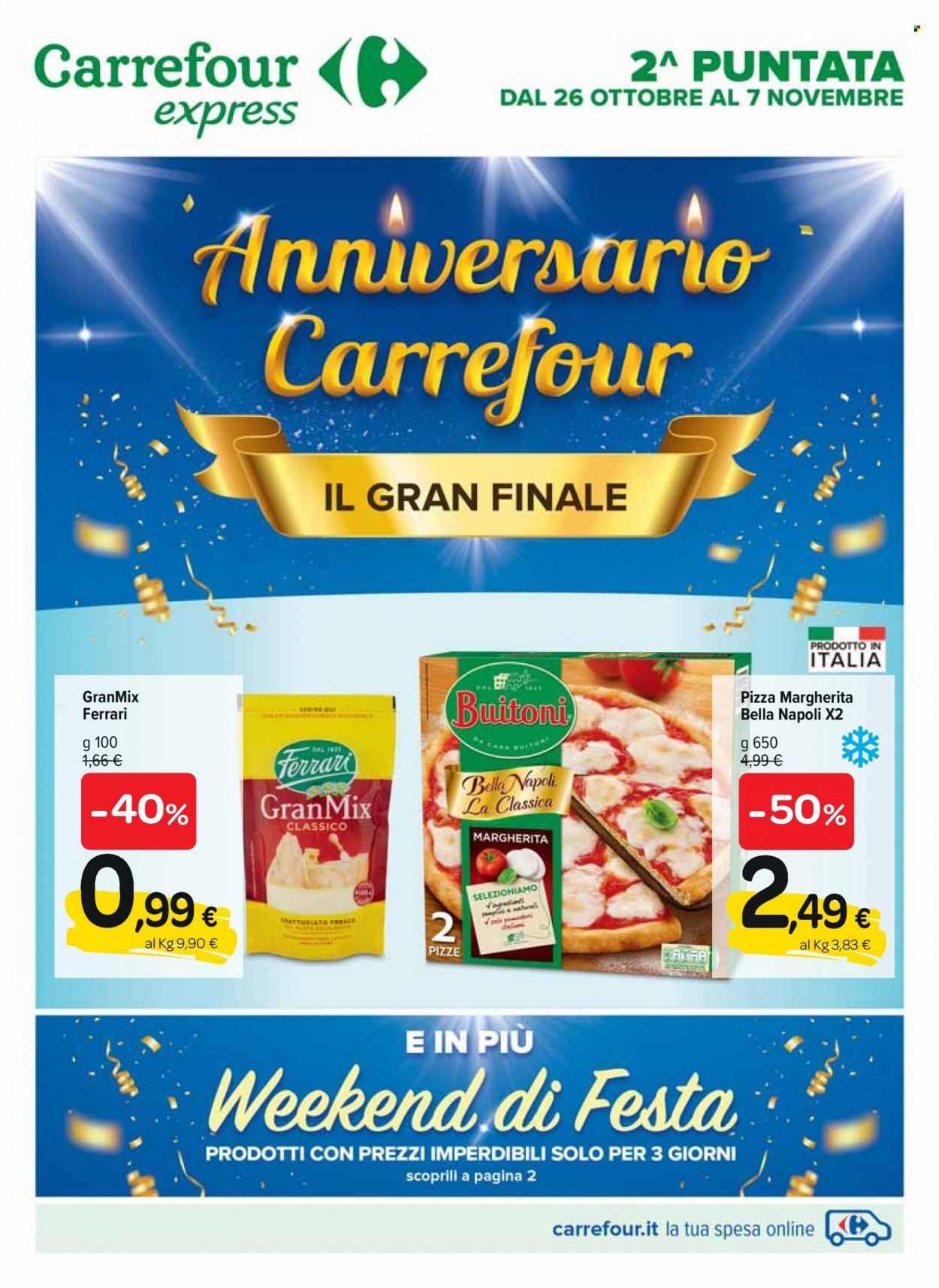thumbnail - Volantino Carrefour - 26/10/2021 - 7/11/2021 - Prodotti in offerta - pizza, pizza Margherita. Pagina 1.